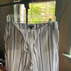 LOFT Navy and White Striped Trousers